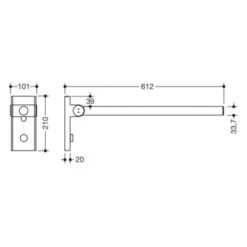 System 900 Mono Hinged Support Rail - Matt Black -Bathroom Products Shop 900.50.1006020DC2 2