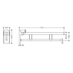 System 900 Duo Hinged Support Rail - Polished Chrome -Bathroom Products Shop 900.50.102402 2