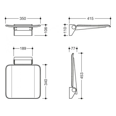System '900' 35cm Hinged Shower Seat - Matt Black 5 System '900' 35cm Hinged Shower Seat - Matt Black - Image 3