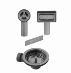 Luxe Gun Metal Basket Strainer Waste Kit