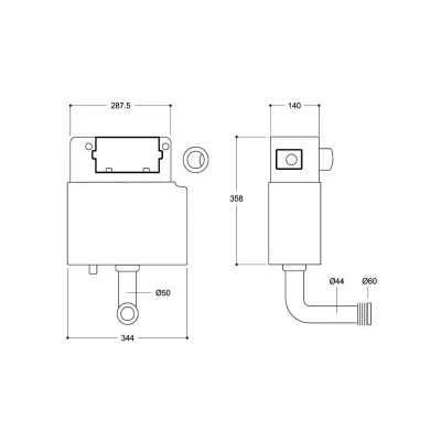 Cyclone 6/3Ltr Dual Flush Slimline Concealed Cistern 4 Cyclone 6/3Ltr Dual Flush Slimline Concealed Cistern - Image 2