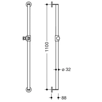 HEWI 110cm Support Shower Riser Rail - Polished Chrome 4 HEWI 110cm Support Shower Riser Rail - Polished Chrome - Image 2