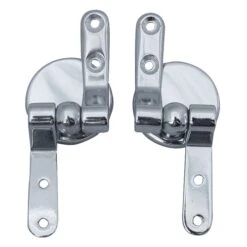 Pair Of Adjustable Chrome Toilet Seat Hinges - For Wooden Seats