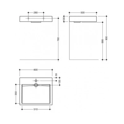 HEWI Composite Washbasin White Square 4 HEWI Composite Washbasin White Square - Image 2