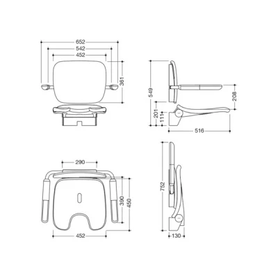 HEWI Hinged Seat Premium - Anthracite 4 HEWI Hinged Seat Premium - Anthracite - Image 2
