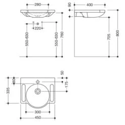 HEWI Composite Washbasin White - 450 Wide -Bathroom Products Shop hewi 950 11 5011 2