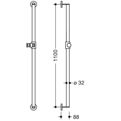 HEWI 110cm Support Shower Riser Rail - Matt Black 4 HEWI 110cm Support Shower Riser Rail - Matt Black - Image 2