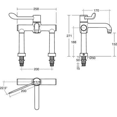 HTM64 Armitage Shanks Markwik 21 Thermostatic Sequential Deck Mounted Mixer Tap 4 HTM64 Armitage Shanks Markwik 21 Thermostatic Sequential Deck Mounted Mixer Tap - Image 2