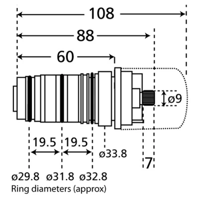Standard Screw-in Replacement Thermostatic Shower Cartridge 4 Standard Screw-in Replacement Thermostatic Shower Cartridge - Image 2