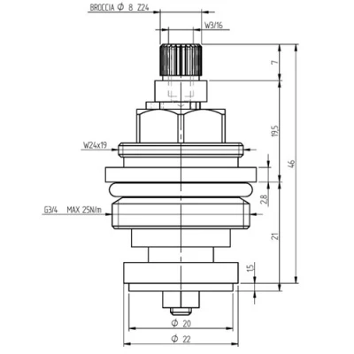 Standard 3/4 Inch Wind Down Tap Valve - 24 Teeth 4 Standard 3/4 Inch Wind Down Tap Valve - 24 Teeth - Image 2